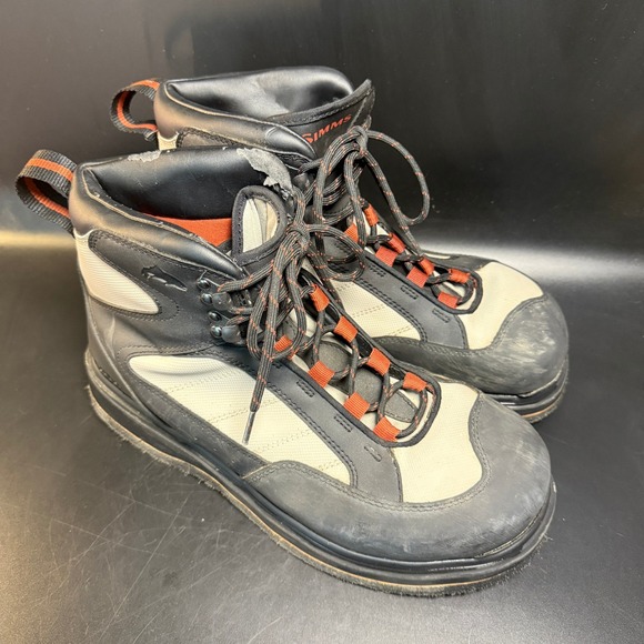 Simms Fly Fishing Boots Size 11 US Felt Sole Wading Boots Mens Black Gray - Picture 1 of 7
